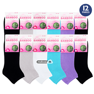 x12 Calcetín Tobilleras de Bambú - Sin costura