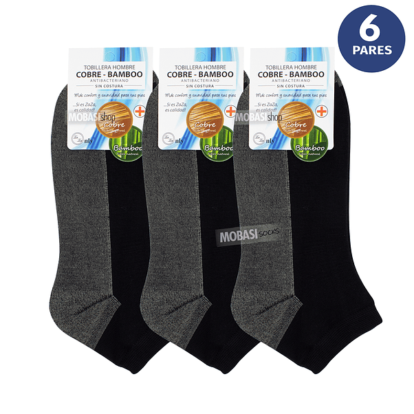 X6 Calcetín Tobilleras Bambú +COBRE - Sin Costura 7