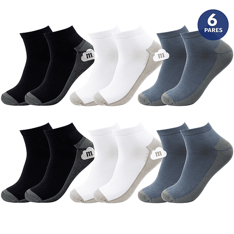 X6 Calcetín Tobilleras Bambú +COBRE - Sin Costura