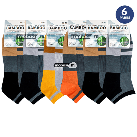 x6 Calcetín Tobilleras Bambú - Sin Costura