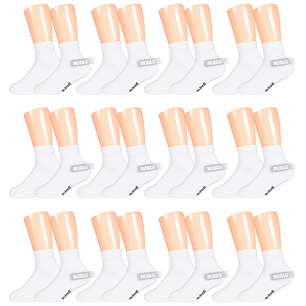 x12 Tobilleras Blanco Bambú Niños - Sin costura