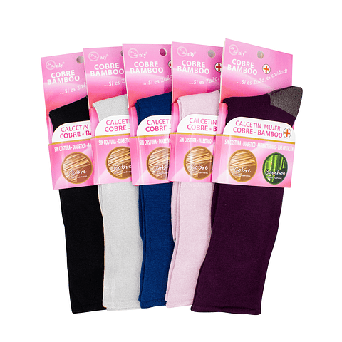x6 Calcetínes largos Bambú +COBRE diabético - Sin costura