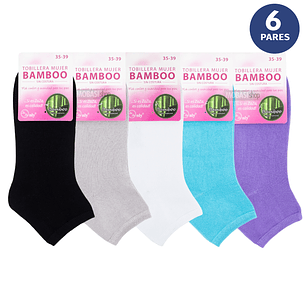 x6 Calcetín Tobilleras Bambú - Sin costura