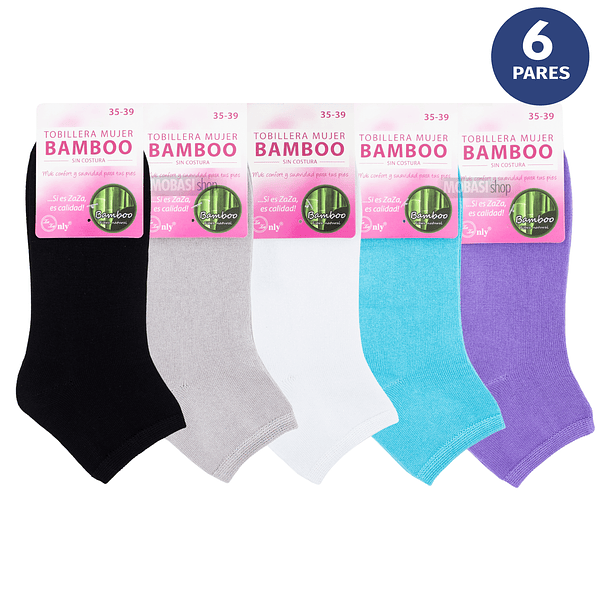 x6 Calcetín Tobilleras Bambú - Sin costura 1