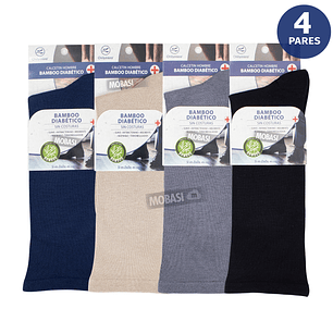 x4 Calcetín Bambú Diabético Puño ancho - Sin costura