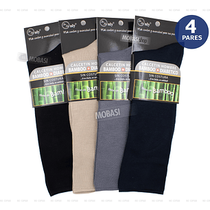 x4 Calcetín Bambú Ejecutivo Liso Normal - Sin costura
