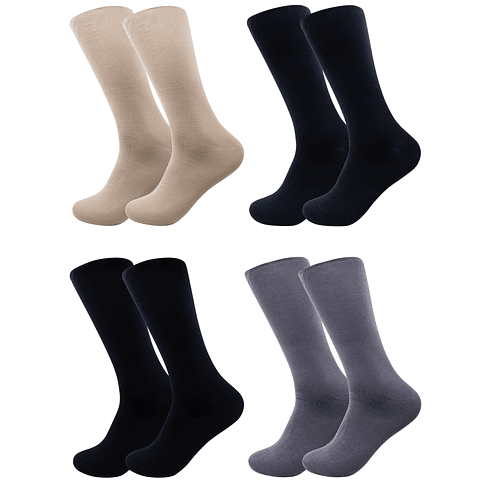 x4 Calcetín Largo Bambú Ejecutivo Liso Normal - Sin costura