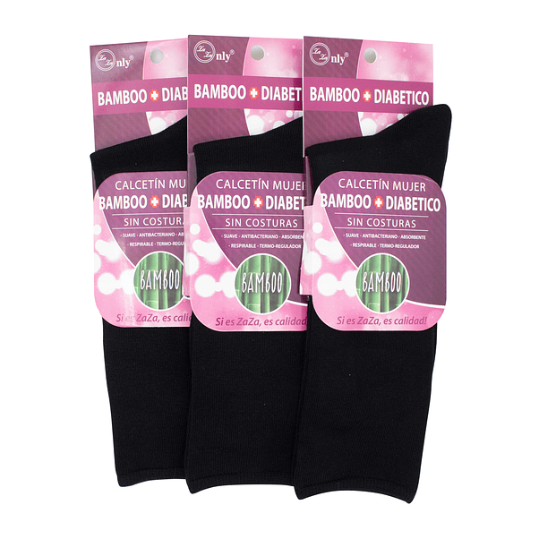 x3 Calcetines Largos de Bambú Negros - Sin costura 1