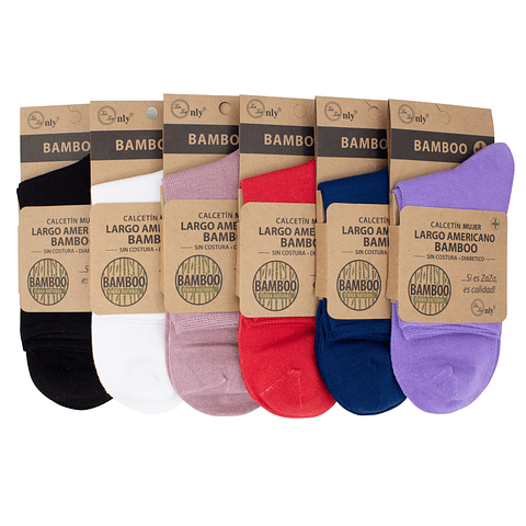 x6 Calcetín Largo americano Bambú - Sin costura