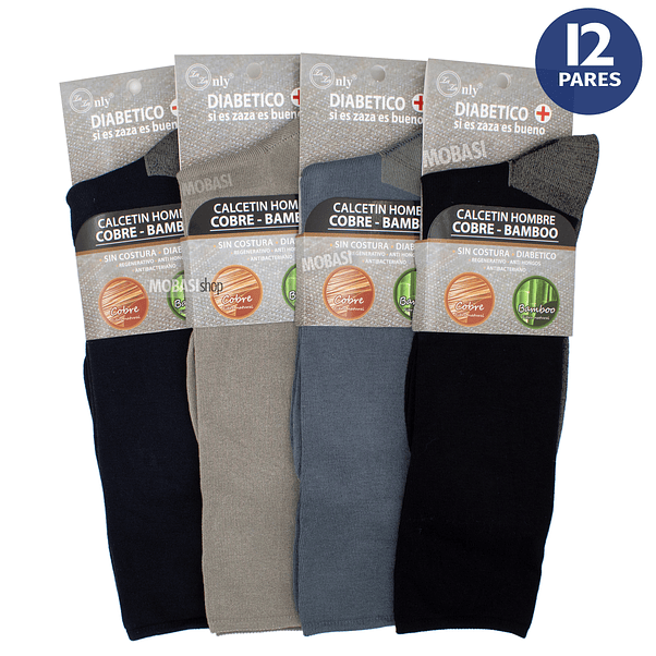 x12 Calcetín Bambú +COBRE Ejecutivo - Sin costura 2
