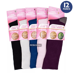 x12 Calcetínes largos Bambú +COBRE diabético - Sin costura