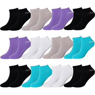 x12 Calcetín Tobilleras Acanalada Bambú - Sin costura