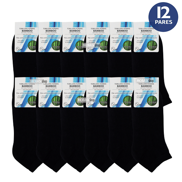 x12 Calcetín Tobilleras de Bambú Hombre 6