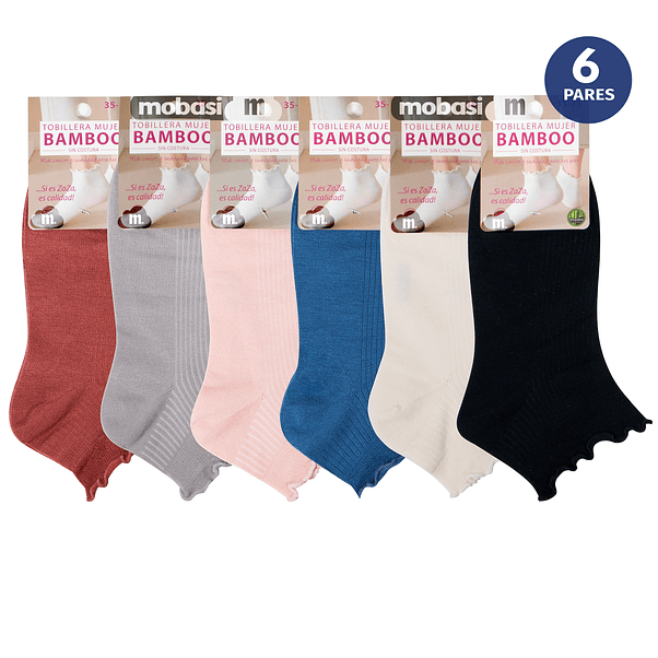 X6 Calcetín Tobilleras Bambú, Puño vuelo - Sin Costura 1