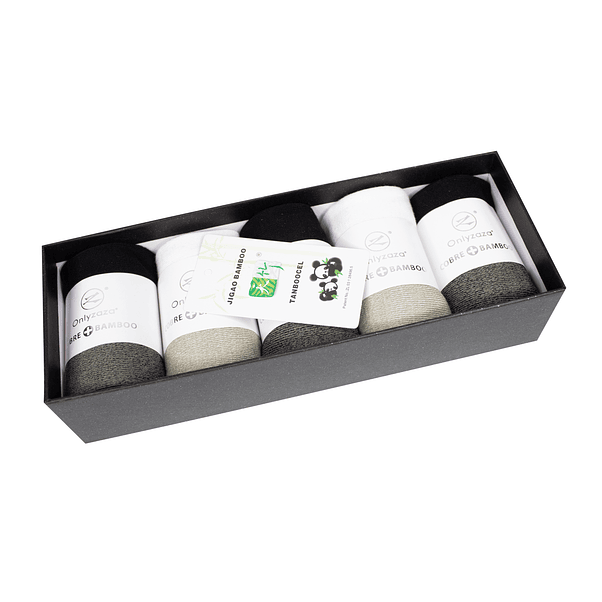 X5 Pares Calcetines Corte Medio Bambú +cobre en Caja Regalo 7