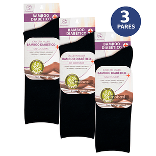x3 Calcetines Largos de Bambú Negros - Sin costura