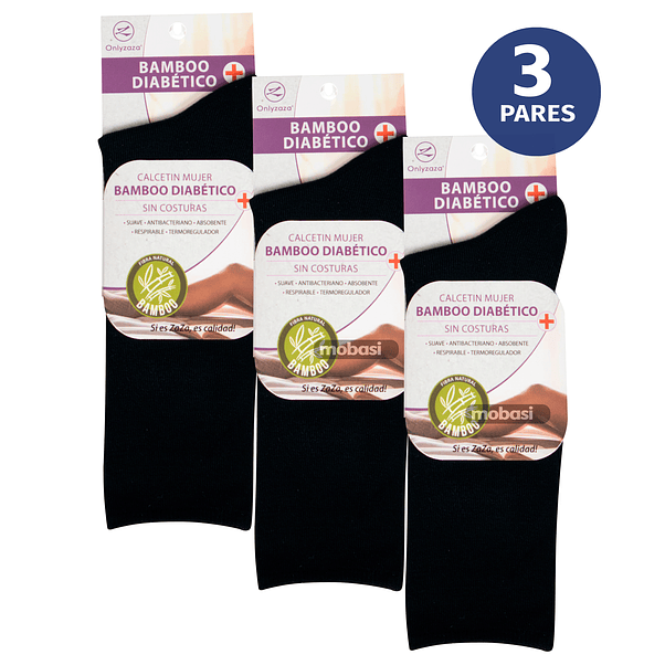 x3 Calcetines Largos de Bambú Negros - Sin costura 1