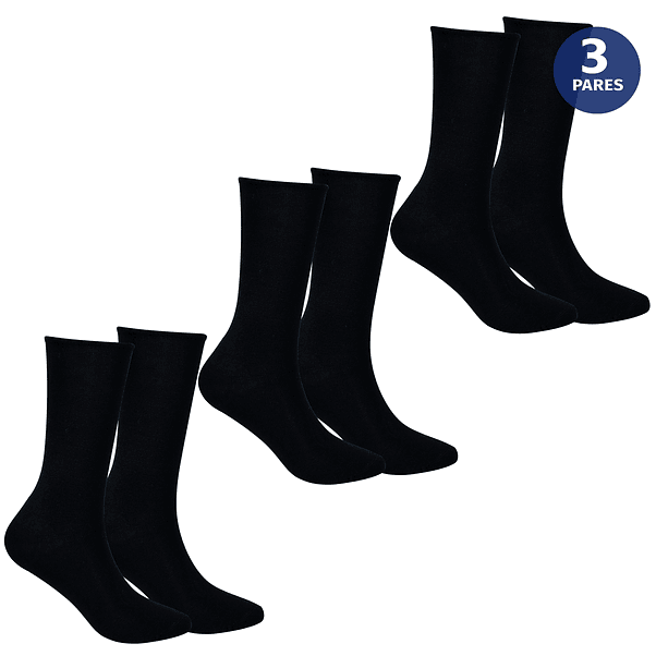 x3 Calcetines Largos de Bambú Negros - Sin costura 2