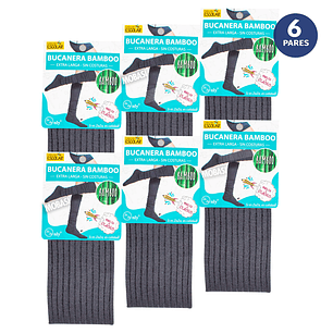 X6 Pares Bucaneras Bambú Extra Larga Escolar Sin Costura