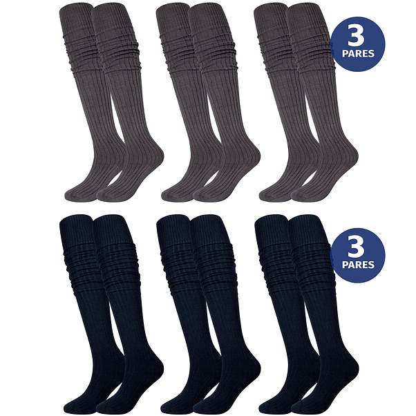 X3 Pares Bucaneras Bambú Extra Larga Escolar Sin Costura 3