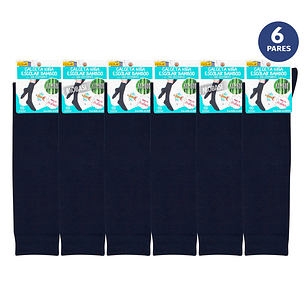 X6 Pares Calcetín Escolar Colegio Bambú Sin Costura