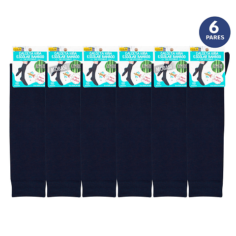X6 Pares Calcetín Escolar Colegio Bambú Sin Costura