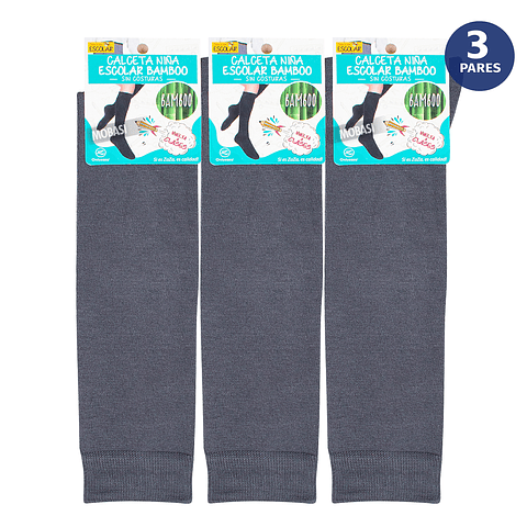 X3 Pares Calcetín Escolar Colegio Bambú Sin Costura