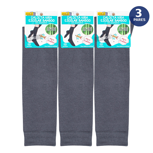 X3 Pares Calcetín Escolar Colegio Bambú Sin Costura 1