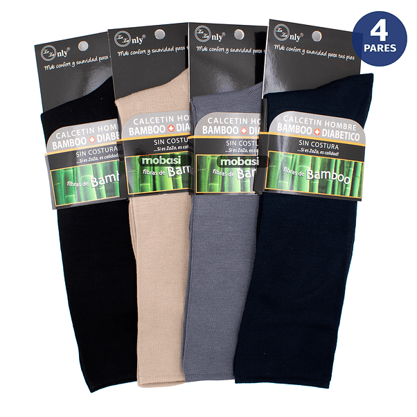 x4 Calcetín Largo Bambú Ejecutivo Liso Normal - Sin costura 2