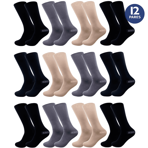 x12 Calcetín Largo Bambú Ejecutivo Liso Normal - Sin costura 1