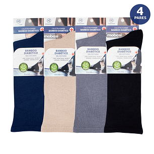 x4 Calcetín Bambú Diabético Puño ancho - Sin costura