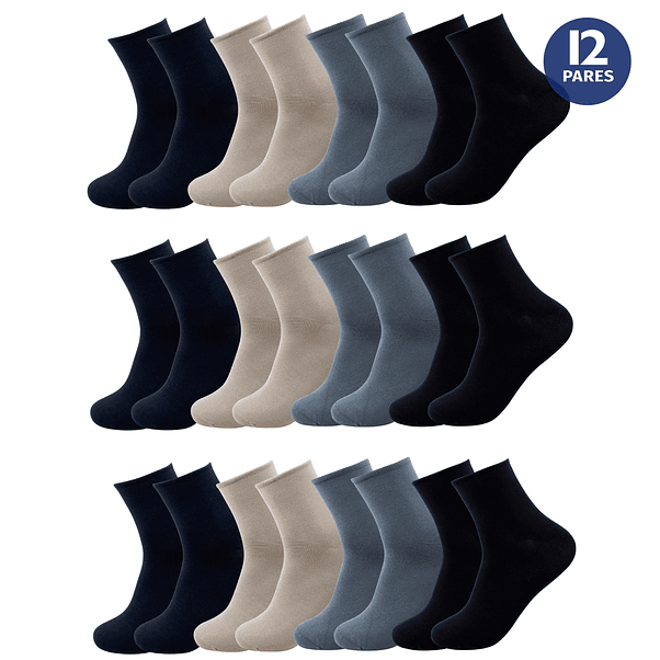 x12 Pares Calcetín Bambú Largo americano - Sin costura 1