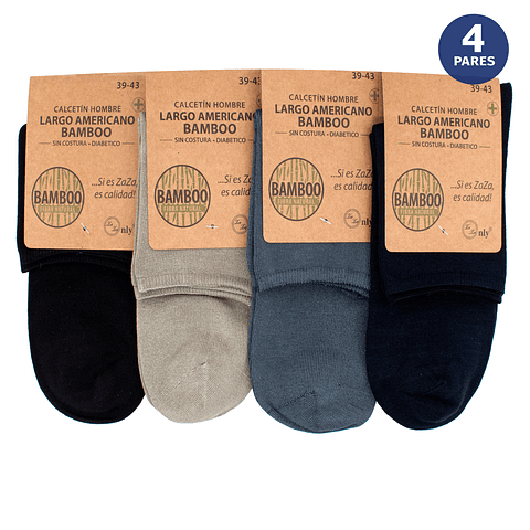 x4 Calcetín Largo americano Bambú - Sin costura