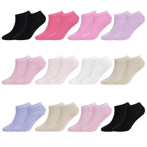 X12 Pares Calcetín Tobilleras Bambú Juvenil Niños TALLA: 31/36