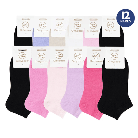 X12 Pares Calcetín Tobilleras Bambú Juvenil Niños TALLA: 31/36