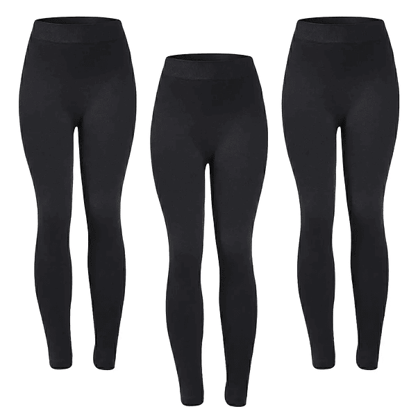 X3 Pack Calzas Polar Tiro Alto Mujer Invierno Sin Costura 5