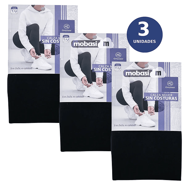X3 Pack Calzas Polar Tiro Alto Mujer Invierno Sin Costura 4