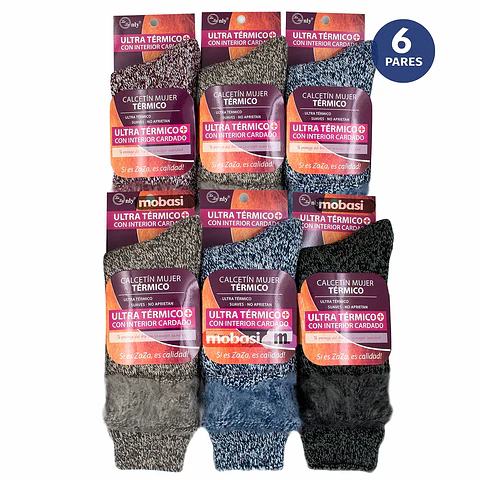Pack X6 Pares Calcetín Mujer Ultra Térmicos Chiporro Invierno