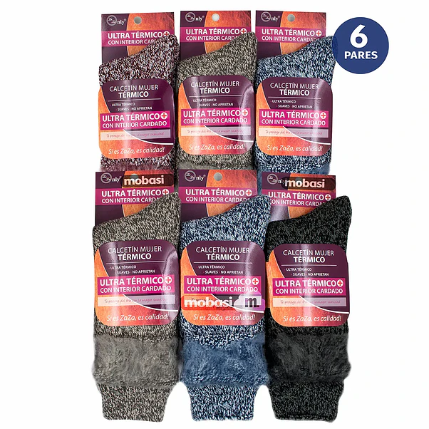 Pack X6 Pares Calcetín Mujer Ultra Térmicos Chiporro Invierno 2