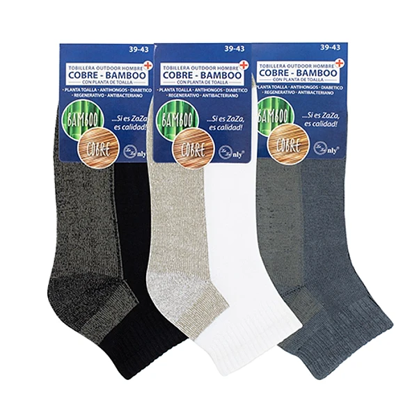 Docena Calcetín Tobillera Bambú +COBRE Diabético Trekking 1
