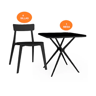 Set de Mesa de Comedor con 4 Sillas de Polipropileno MV-399