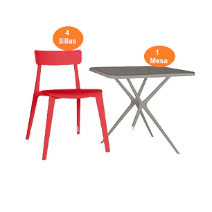 Set de Mesa de Comedor con 4 Sillas de Polipropileno MV-399