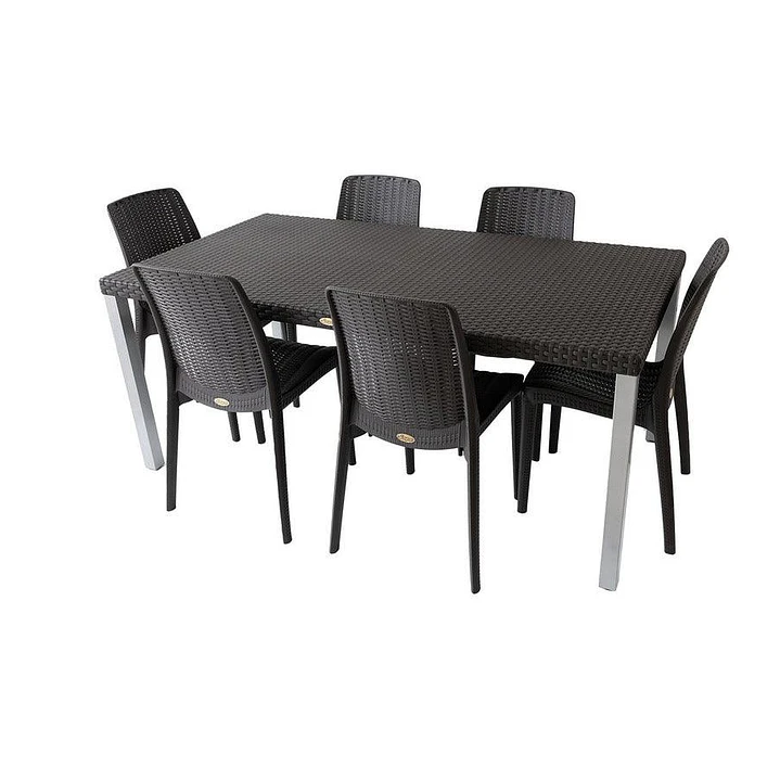 Comedor con 6 Sillas Tipo Ratán y una mesa rectangular  175x95  2