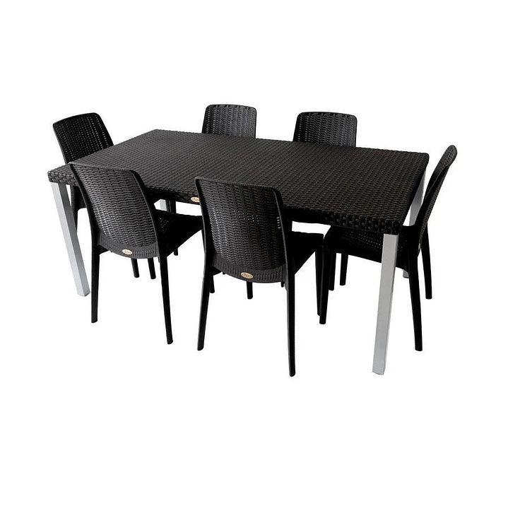 Comedor con 6 Sillas Tipo Ratán y una mesa rectangular  175x95  3