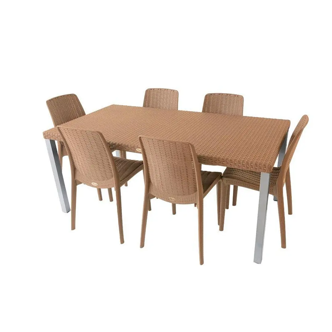 Comedor con 6 Sillas Tipo Ratán y una mesa rectangular  175x95  4