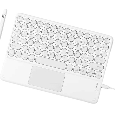 Teclado Bluetooth con Mouse (Color: Blanco -  Teclas redondas)