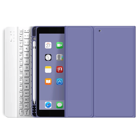 Funda + Teclado iPad 10.2" (7ma/8va/9na Gen.) - Ranura Apple Pencil (Color: Lavanda Oscuro)
