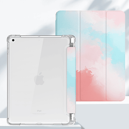 iPad 10,2" (7º y 8º generación) - Funda con Ranura Apple Pencil | Pink and Sky Blue Clouds