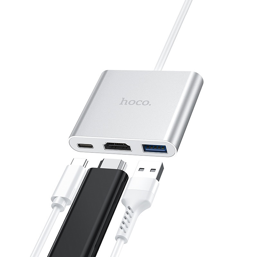 Hub USB-C 3 en 1 Usb, HDMI, PD tipo C - Hoco