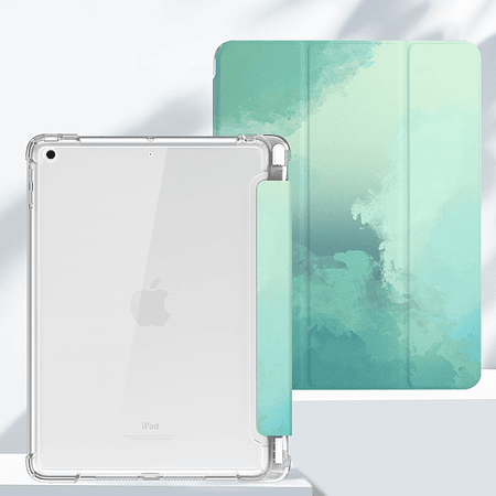 iPad 10,2" (7º / 8º / 9° generación) - Funda con Ranura Apple Pencil | Green Clouds